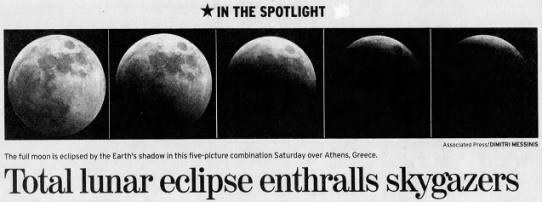 Total lunar eclipse enthralls skygazers